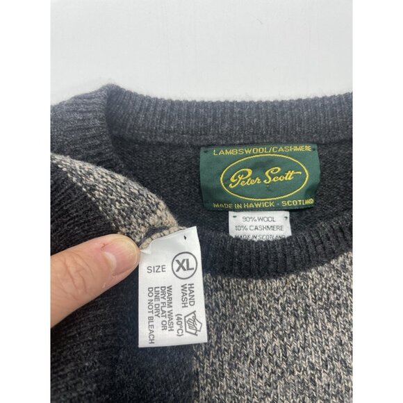 Peter Scott Men's Gray Wool Cashmere Argyle V-Neck Pullover Sweater XL Preppy - Picture 5 of 5